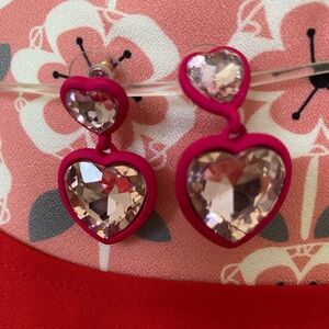 Pink Heart Crystal Earrings